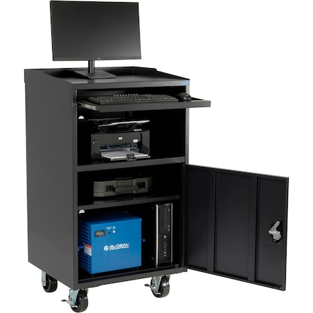 Global Industrial Mobile Powered Computer Workstation, 40AH Battery, Black, Unassembled 694562PBK